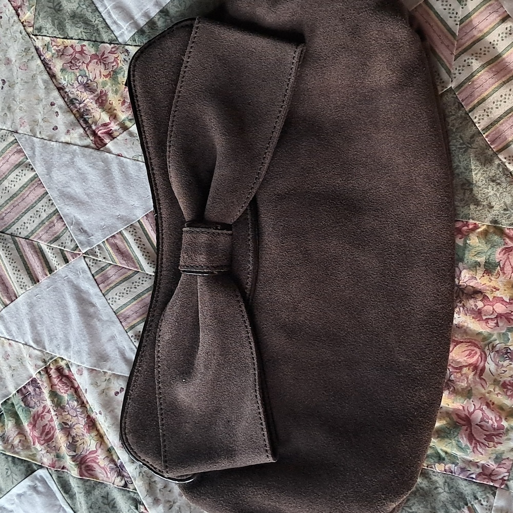 Lauren Conrad brown suede clutch